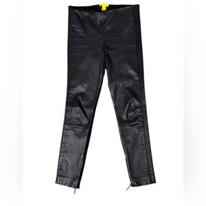 Catherine Malandrino Black Lamb Leather Front Panel Leggings Skinny Size 8